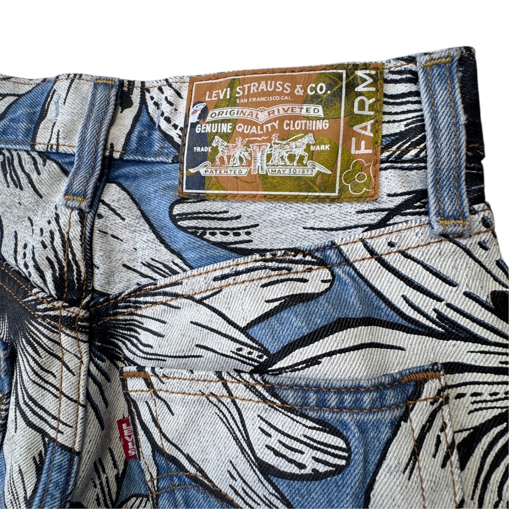 Levis x Farm Rio Ribcage Straight Jeans Womens 24 Blue Tropical Ankle High Rise - Picture 13 of 15